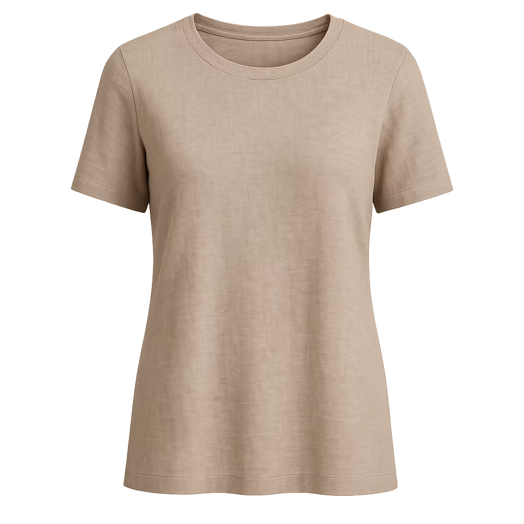 T-shirt med rund hals i linne